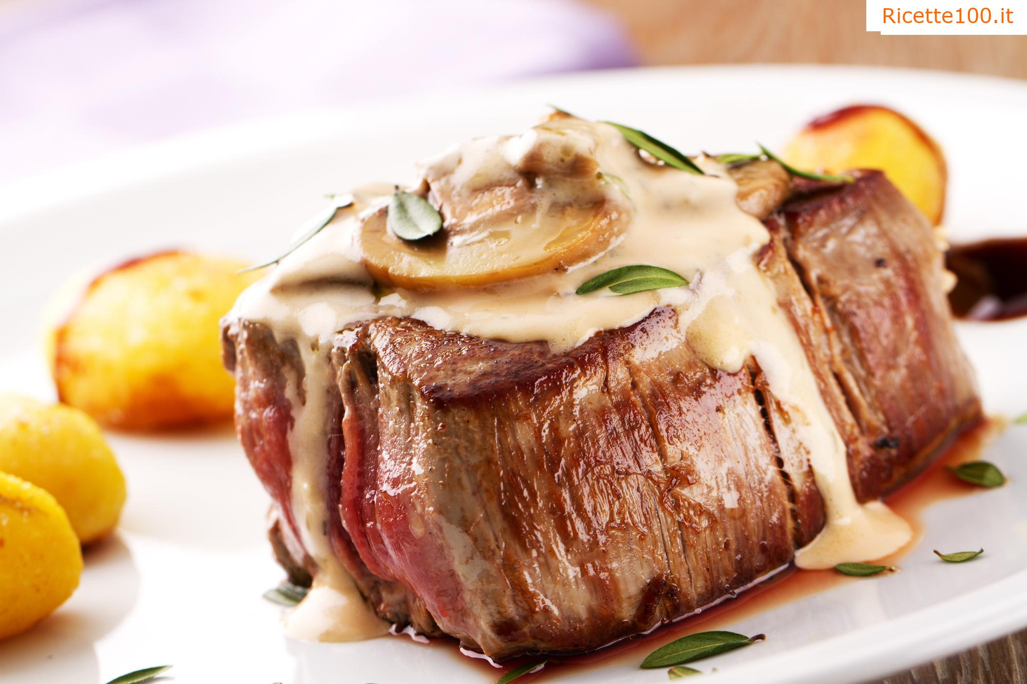 Arrosto di manzo con salsa ai funghi