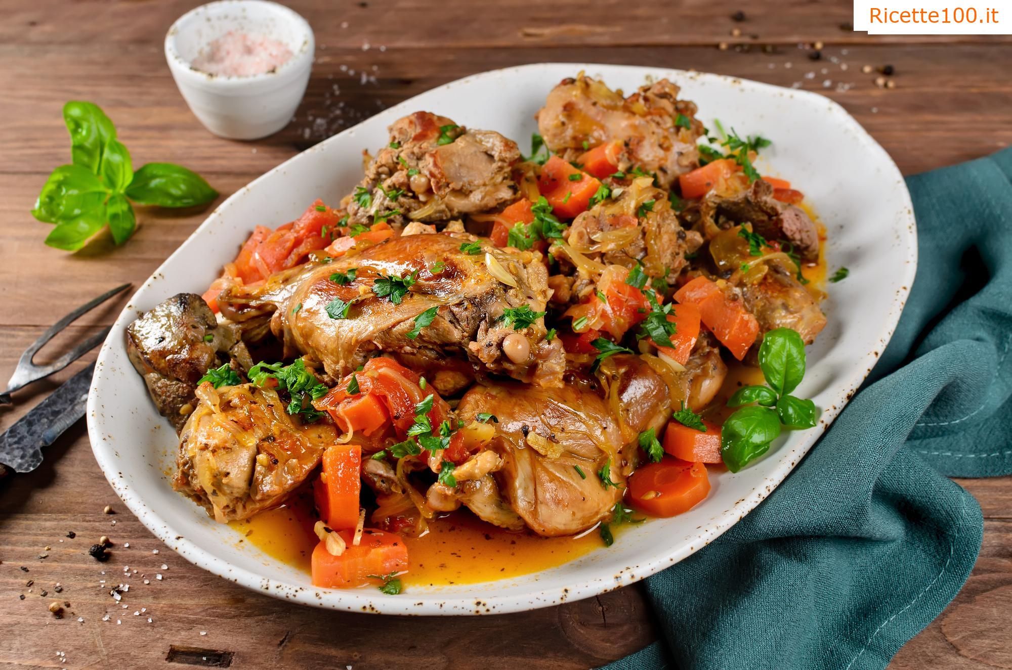 Coniglio arrosto con verdure e birra