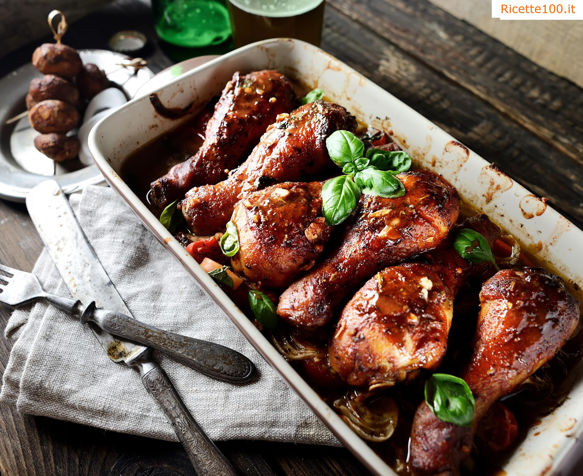 Cosce di pollo su cavolo cappuccio