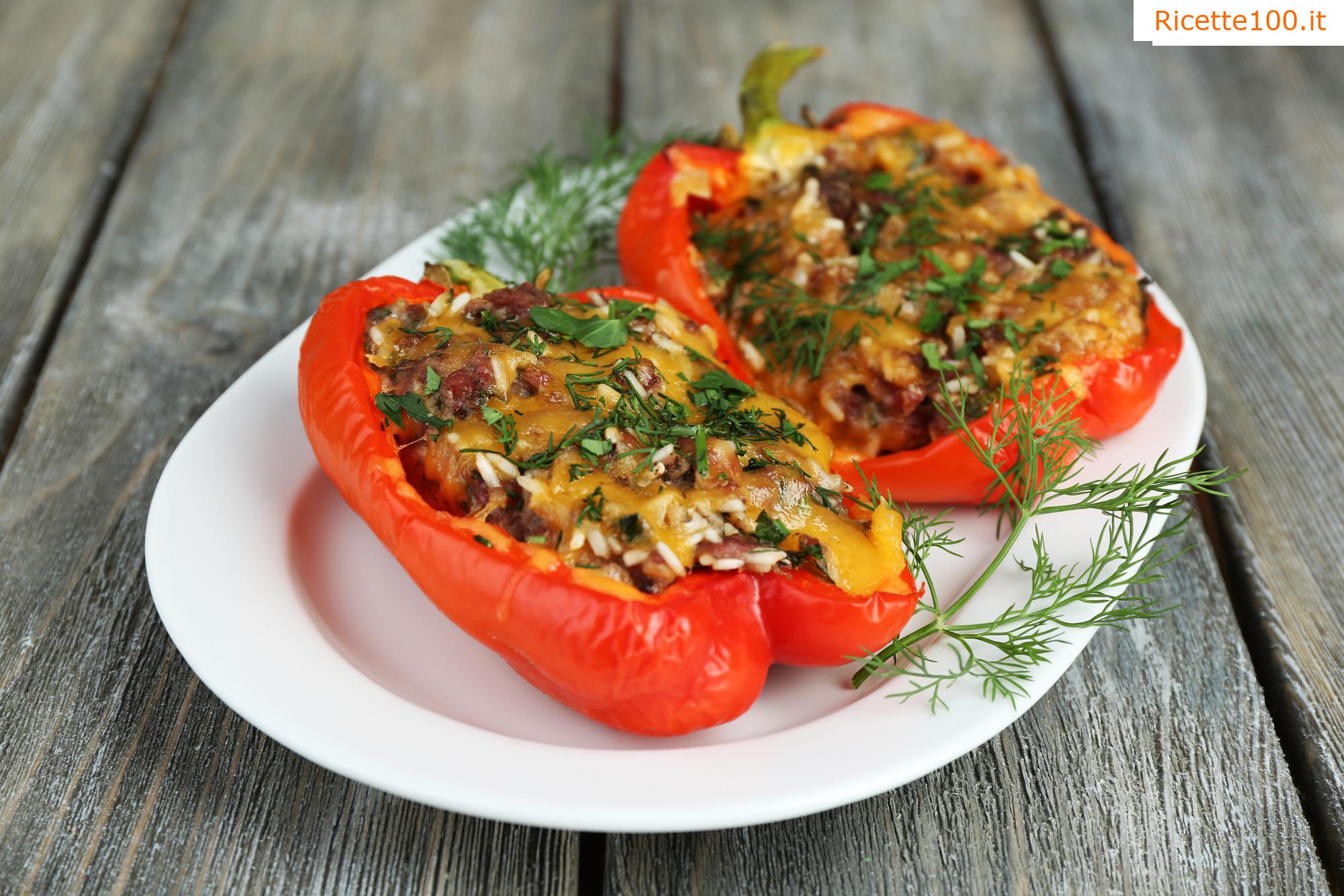 Peperoni al forno con miglio