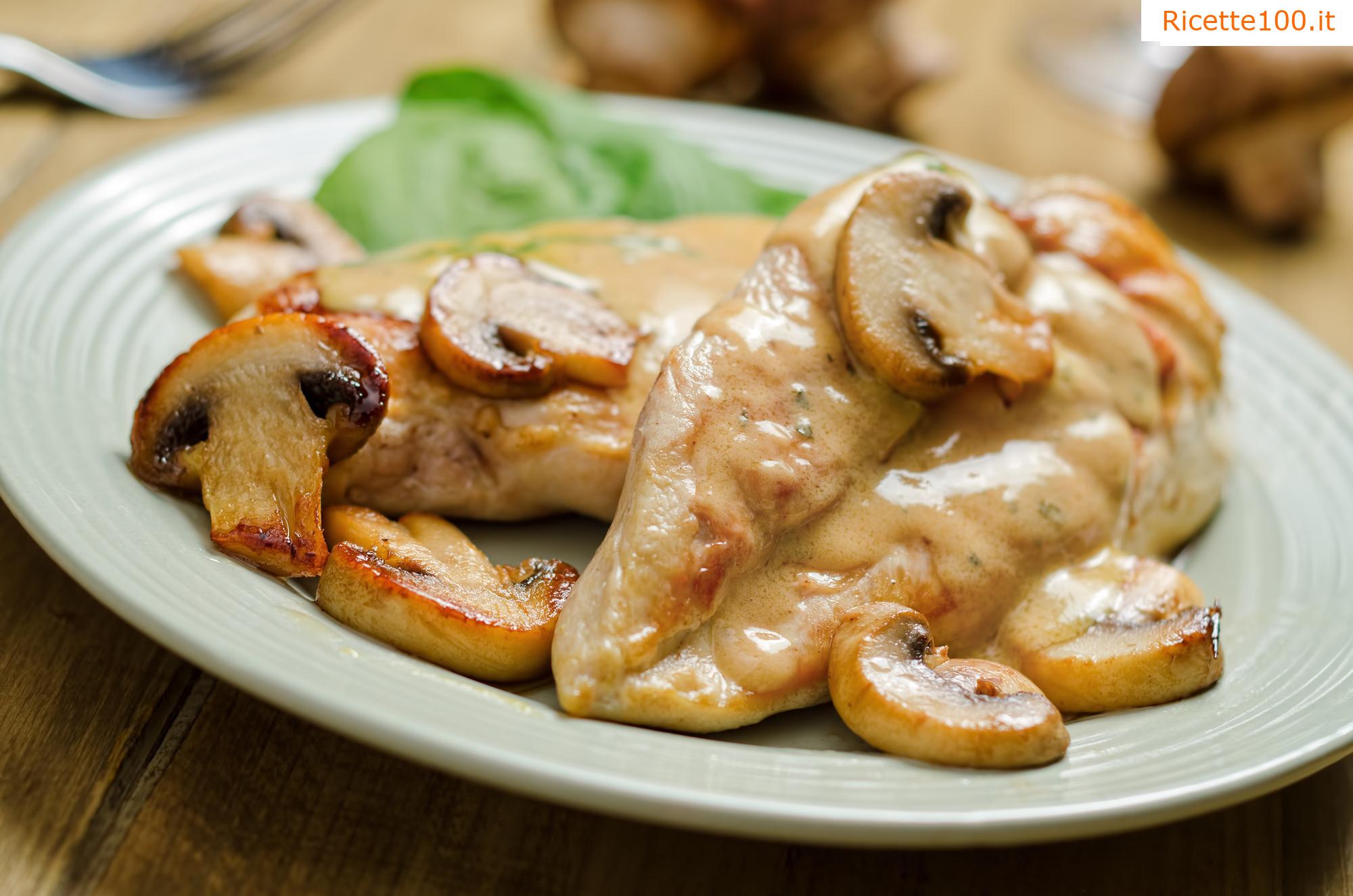 Pollo alla birra con funghi