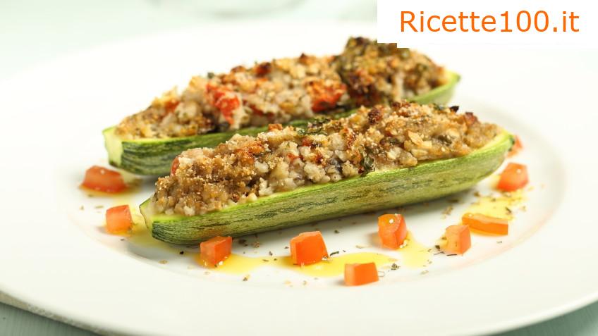 Zucchine ripiene di cous cous e tofu