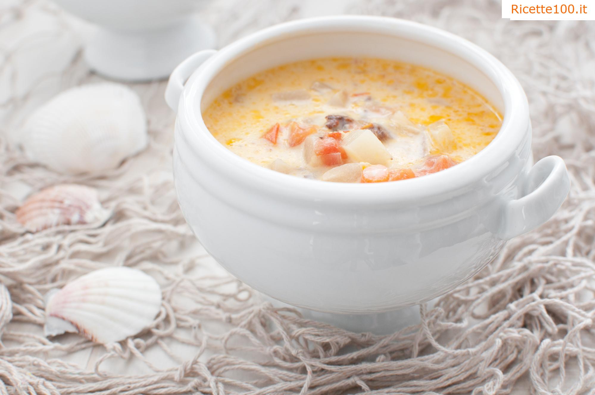 Zuppa di pesce con panna